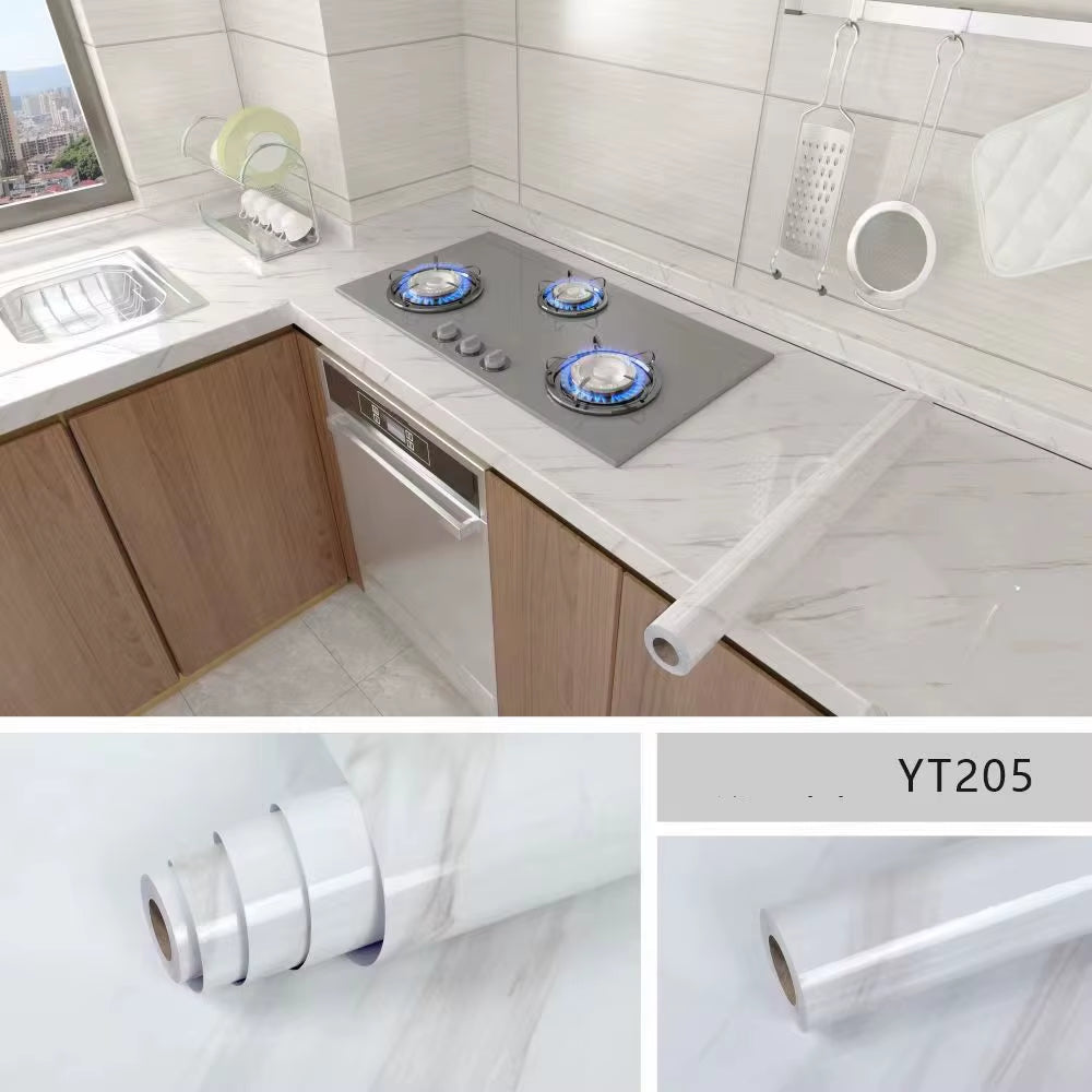 40Cm Kitchen Self-Adhesive Wall Adhesive Wallpaper Marble Pattern Pvc Home Decorations Oil-Proof Water-Proof Luxury Home Decor