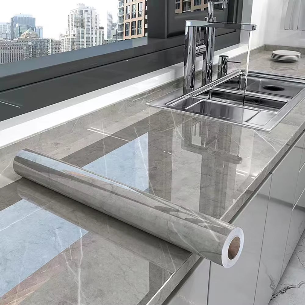 40Cm Kitchen Self-Adhesive Wall Adhesive Wallpaper Marble Pattern Pvc Home Decorations Oil-Proof Water-Proof Luxury Home Decor