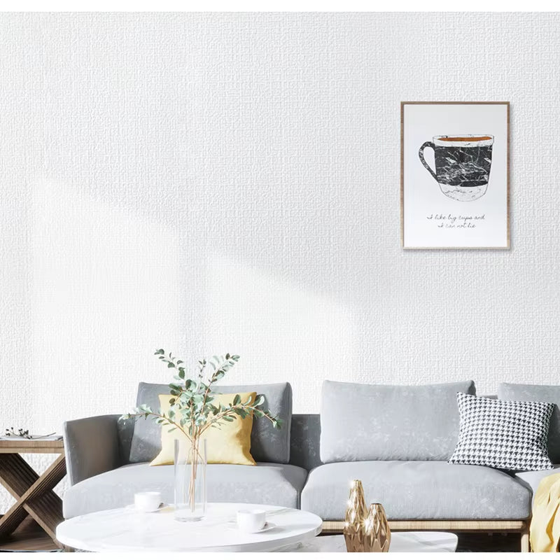 50Cmx10M Linen 3D Foam Self-Adhesive PVC Solid Color Thickened Waterproof Background Wall Renovation Wallpaper Wall Stickers