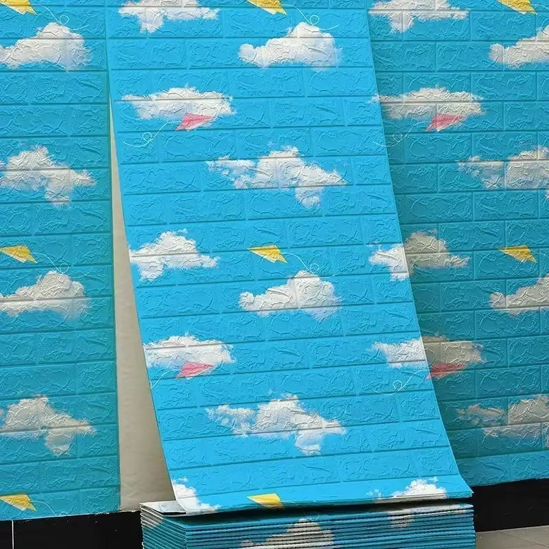 3D Self-Adhesive Wallpaper 70Cm*1/5/10M Continuous Waterproof Brick Wall Stickers Living Room Bedroom Children'S Room Home Decor