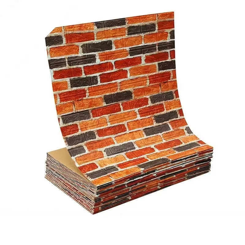3D Self-Adhesive Wallpaper 70Cm*1/5/10M Continuous Waterproof Brick Wall Stickers Living Room Bedroom Children'S Room Home Decor