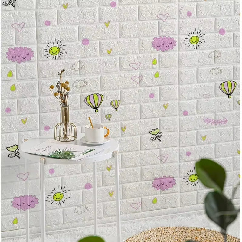 3D Self-Adhesive Wallpaper 70Cm*1/5/10M Continuous Waterproof Brick Wall Stickers Living Room Bedroom Children'S Room Home Decor